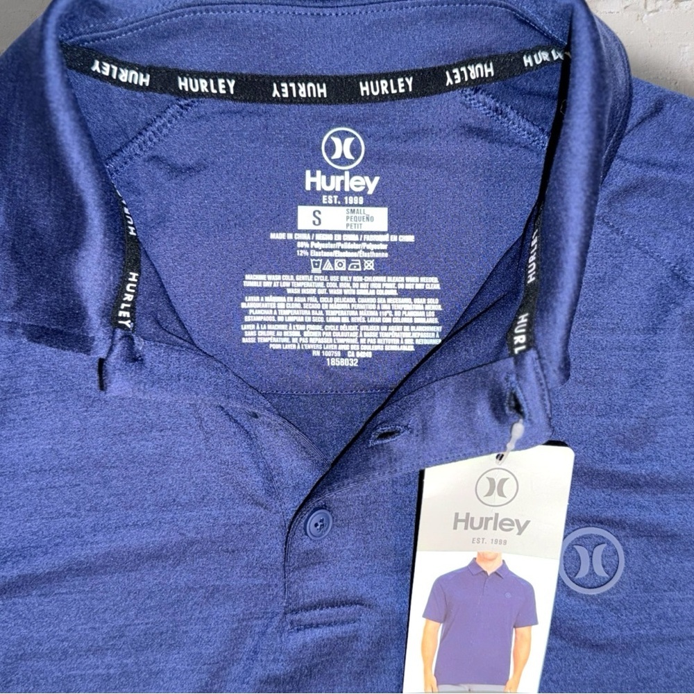 Hurley Men’s Small Navy Performance Polo Shirt NWT Athletic Golf Casual - Picture 6 of 7